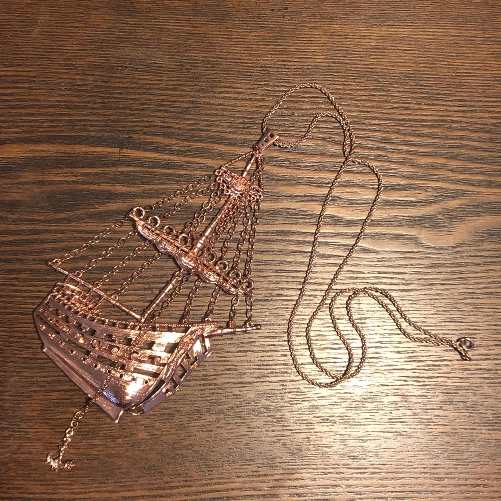 Rose gold ship necklace